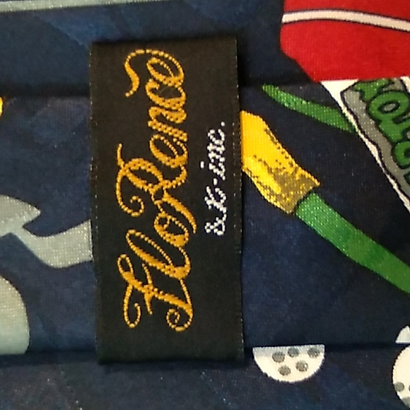 Florence & K Inc Navy Blue Golfer Bag Silk Neck Tie - Picture 3 of 5